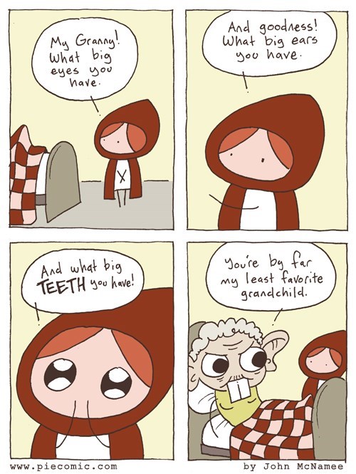 Little red riding hood has no manners...