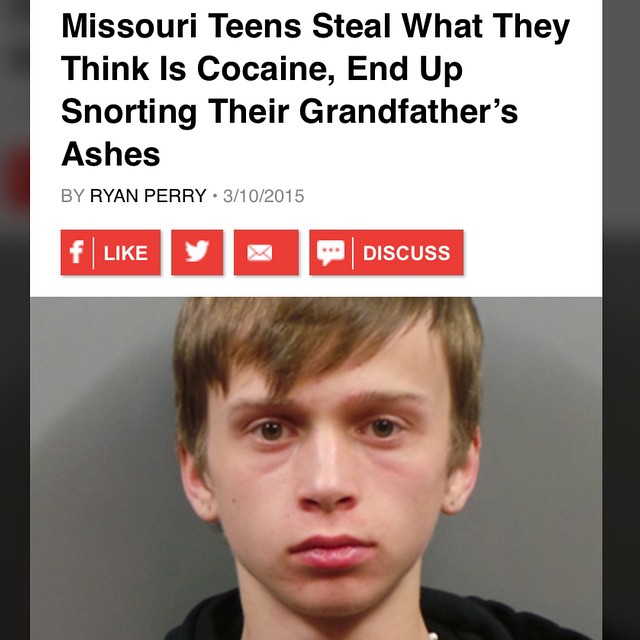 Teen snorts grandma's ashes
