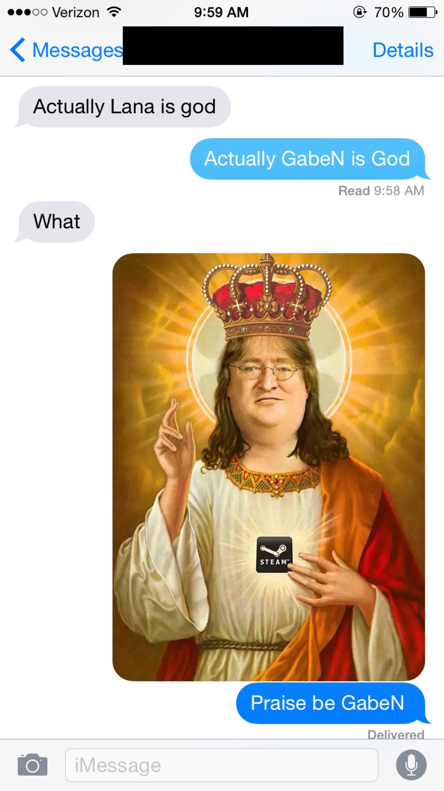 Making the effort to enlighten the girlfriend on who the real god is