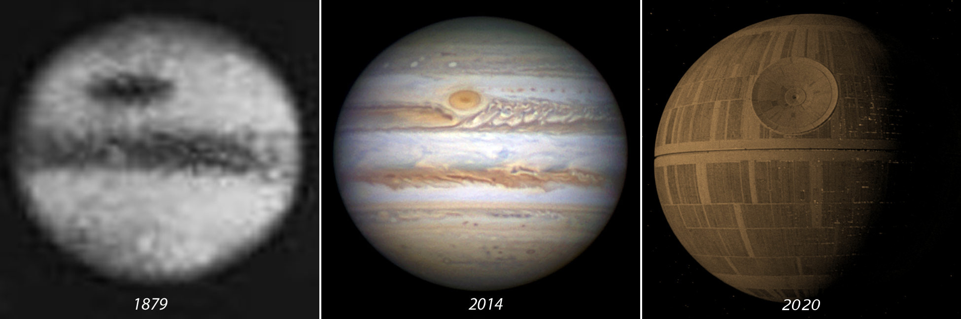 Jupiter through the years as telescope tech improves