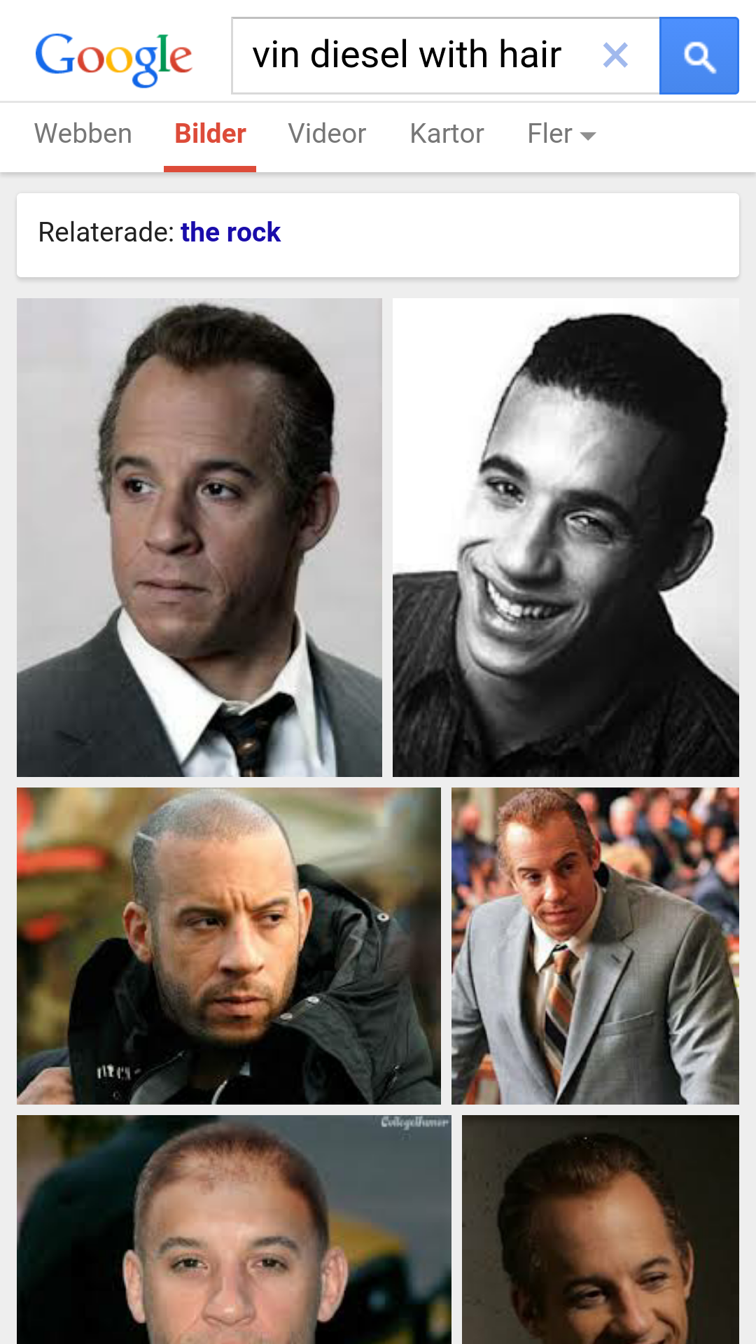 Vin Diesel with hair is related to The Rock