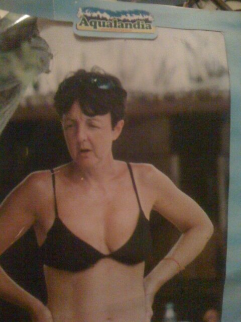 Paul McCartney at the beach in a bikini
