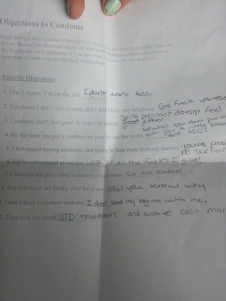 14 Year old in Sex-ed class