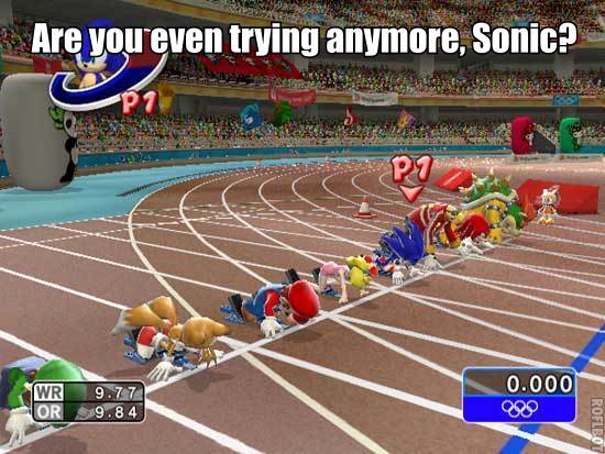 The very idea that Bowser could beat Sonic in a foot race is bullshit.