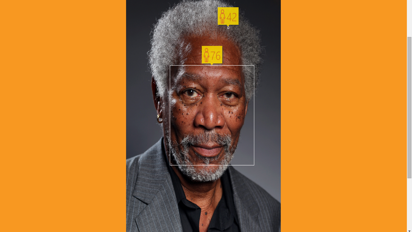 According to How-old.net, Morgan Freeman is 76 years old, but his hair is 42 years old!