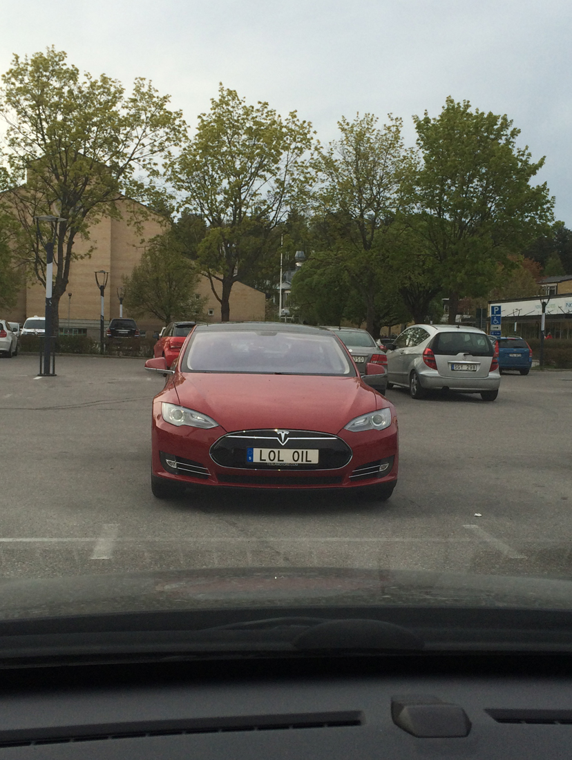 Tesla license plate in Sweden