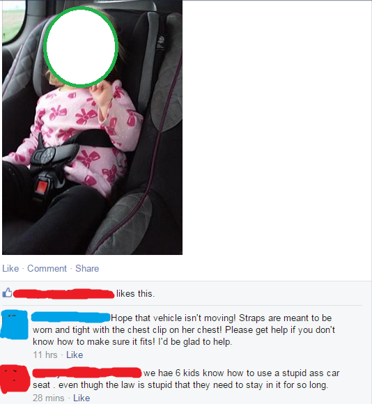 "stupid ass car seat"