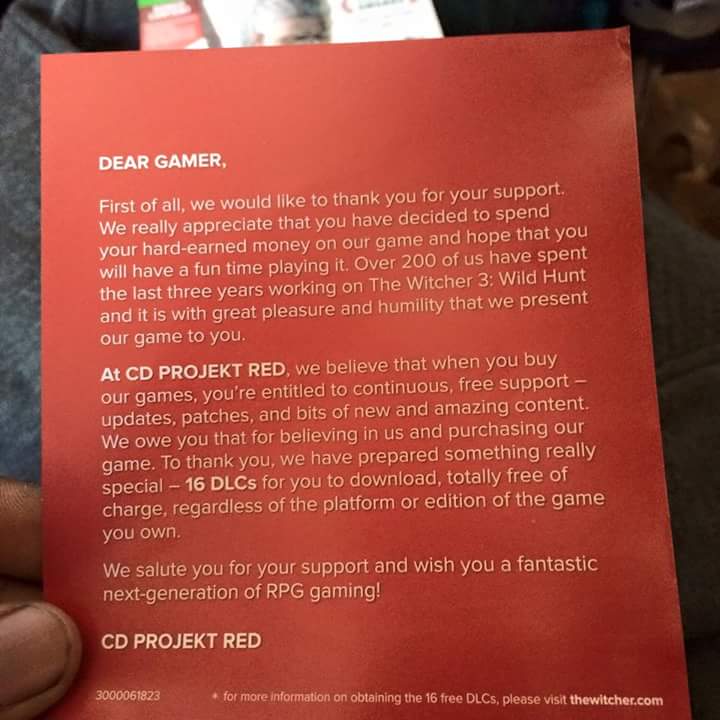 What a nice gesture from CD Projekt Red