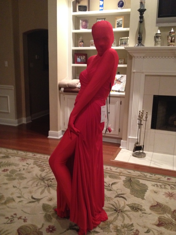 my girlfriends prom dress matches her morphsuit