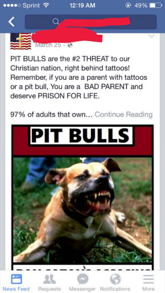 PIT BULLS are the #2 THREAT to our Christian nation, right behind tattoos!