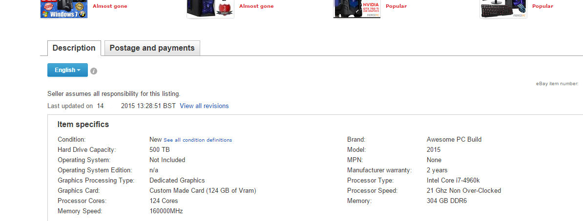 21Ghz Processor? 304 GB of DDR6 Ram? Custom Made Graphics Card 124 GB of vRam? No Thanks