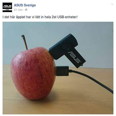 "We've managed to fit 2 whole usb's in this apple!"