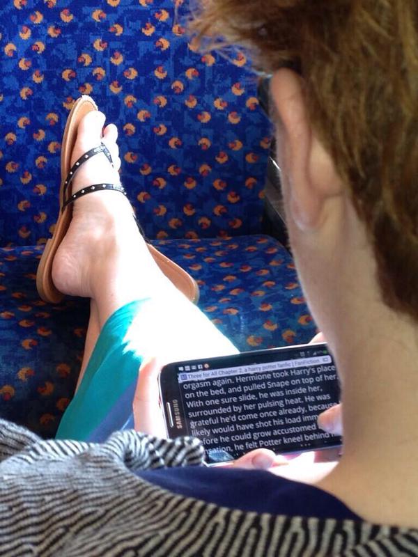 Reading Harry Potter on the bus