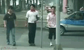 Pink shirt: "what are they doing?... eh *** it"