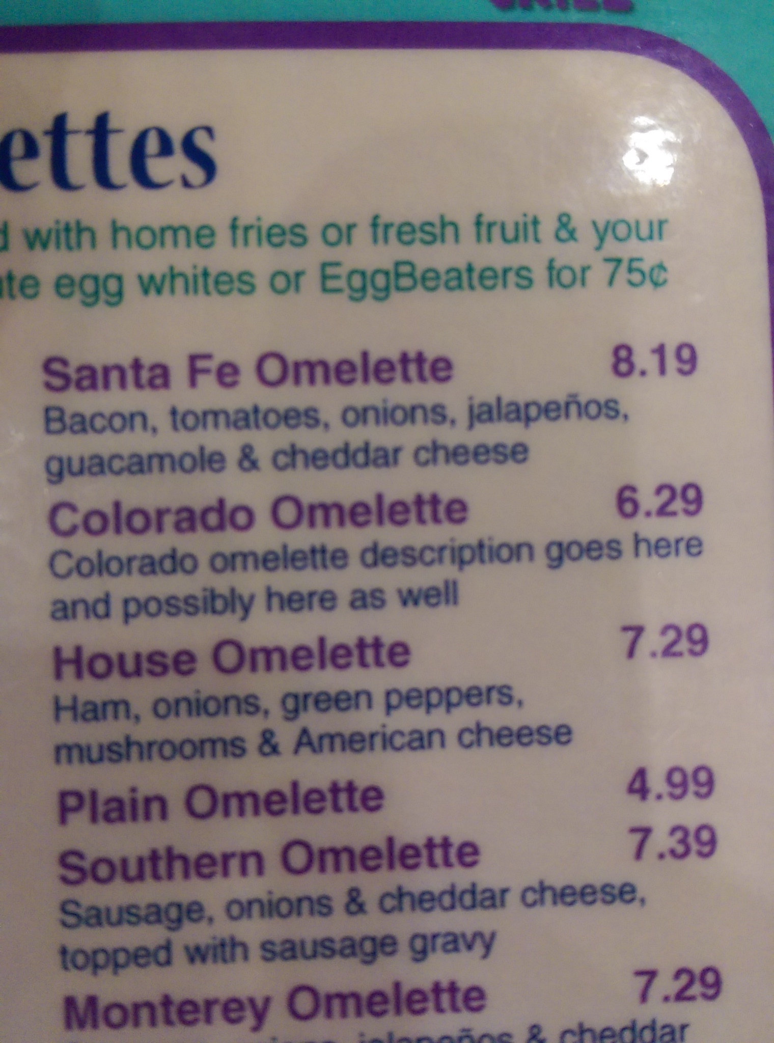 Colorado Omelette...mmm I'll have that.