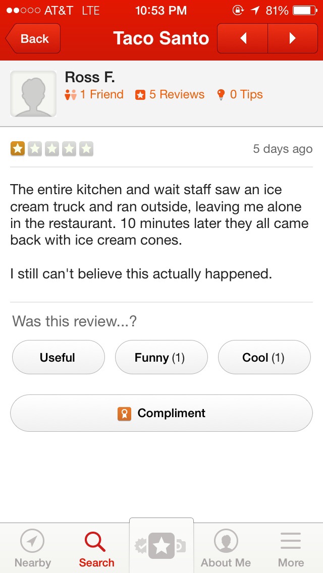 This might be the greatest Yelp review of all time