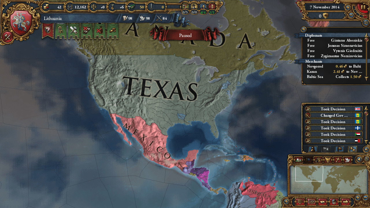 As a Texan, Europa Universalis is a great game