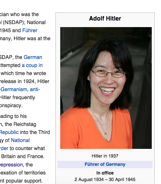 Someone edited Hitler's Wikipedia page
