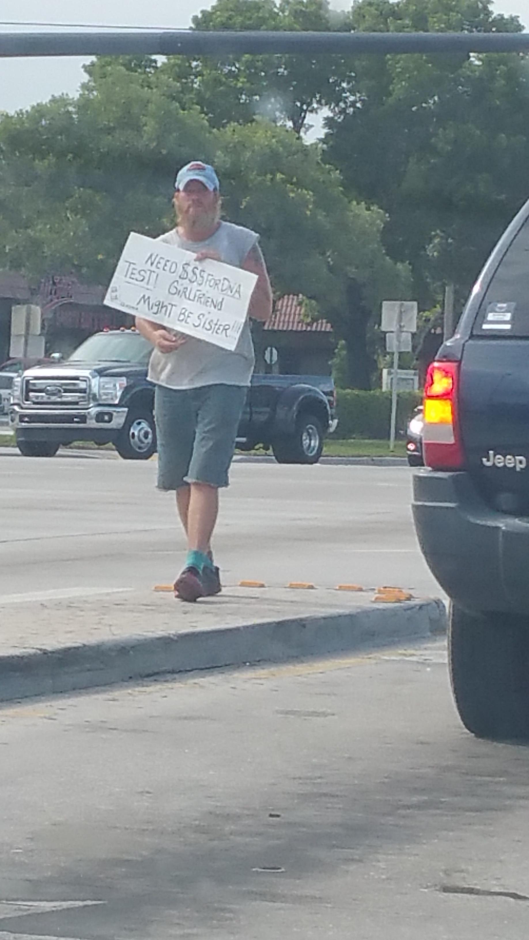 Saw a guy asking for money on the street.