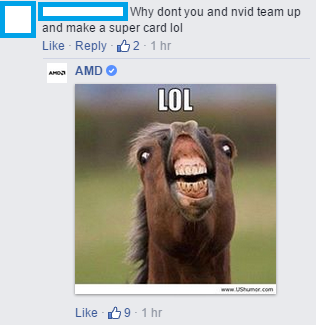 AMD replied to a comment on their Facebook page today