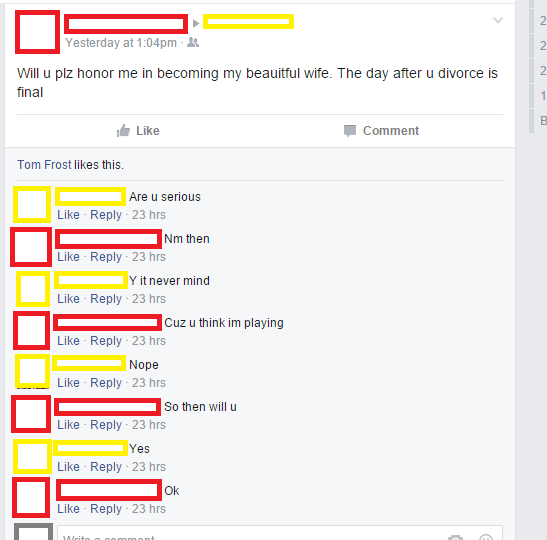 Nothing says "forever" like a Facebook proposal.