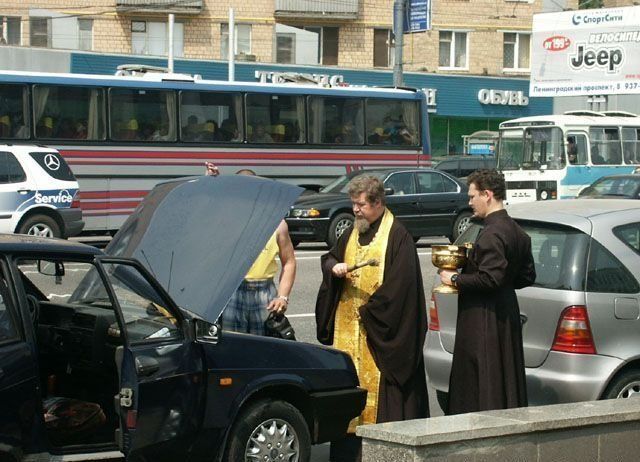 You know it's bad when your mechanic calls in two priests