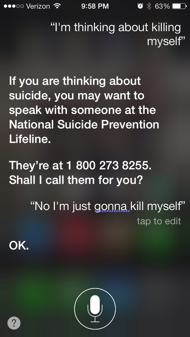 Siri's one cold-hearted mother***er