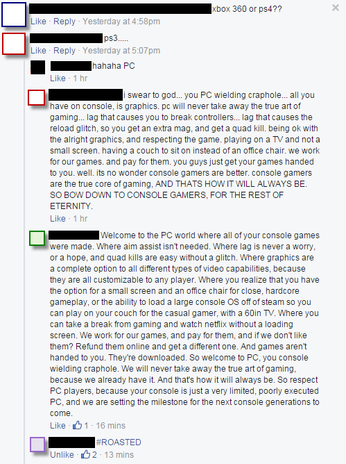 Putting a console peasant in his place.