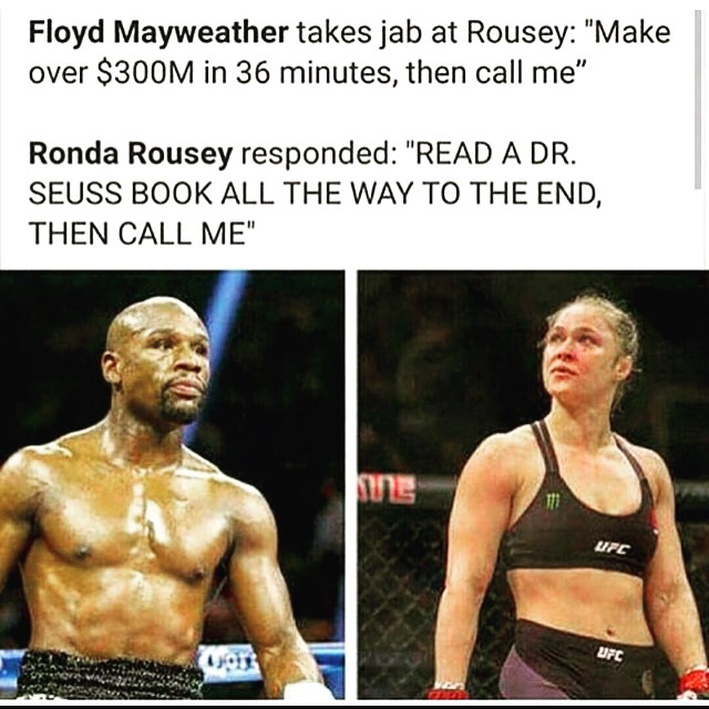 Ronda is better at beating women... Sorry Floyd.