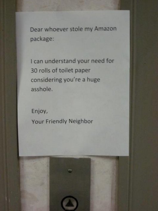 To the thief that stole an Amazon shipment: