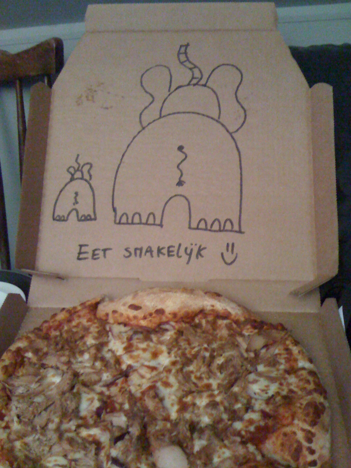 Asked for an awesome drawing with my pizza...