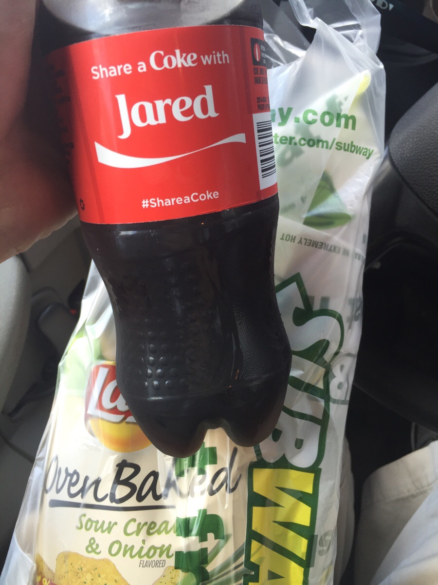 Went to Subway for lunch and accidentally picked the wrong bottle of coke.....