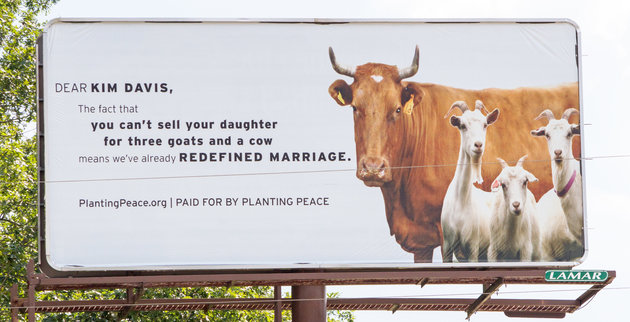 This billboard just went up in Kim Davis' home town.