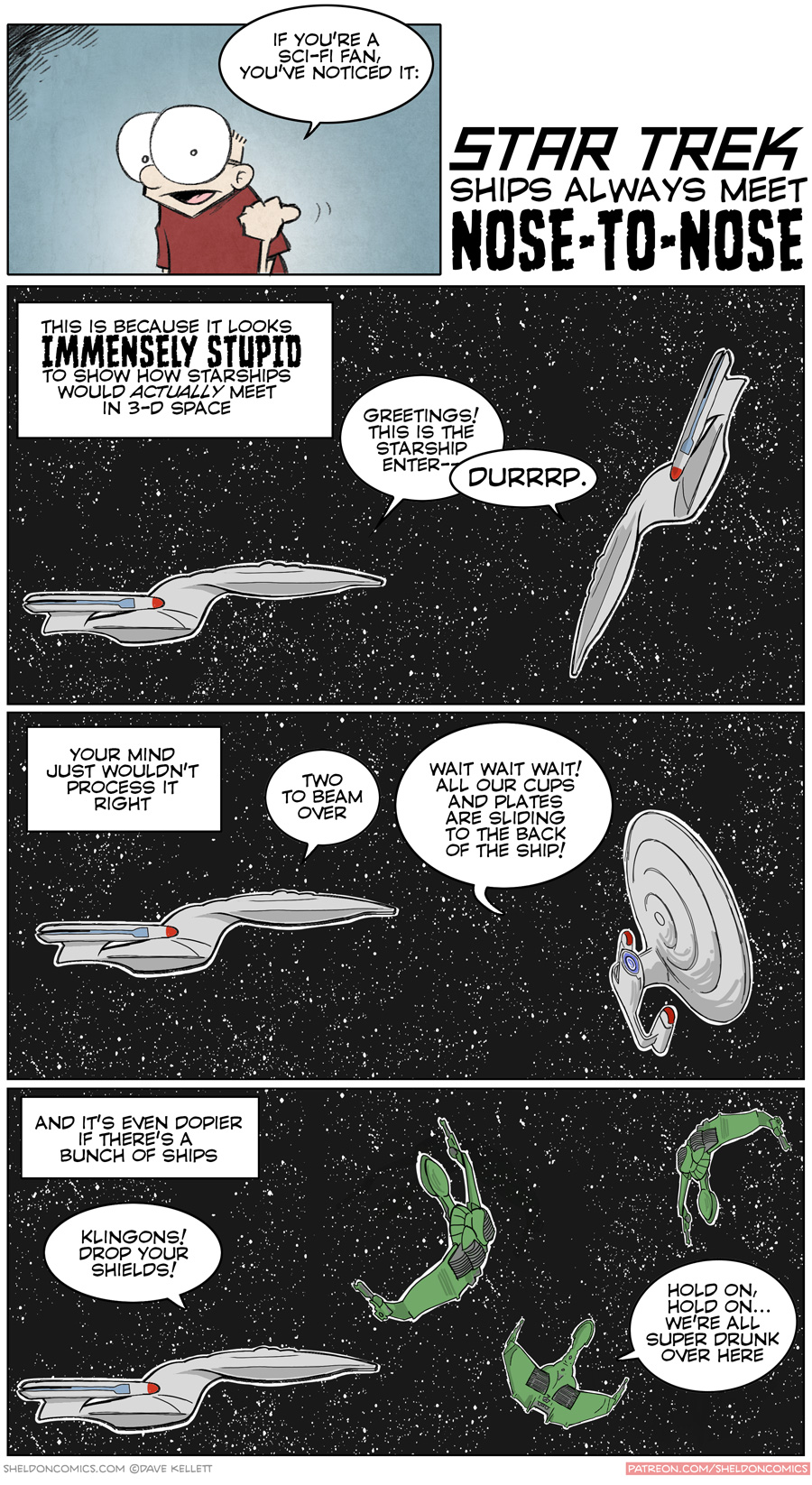 Why Star Trek ships always meet nose-to-nose