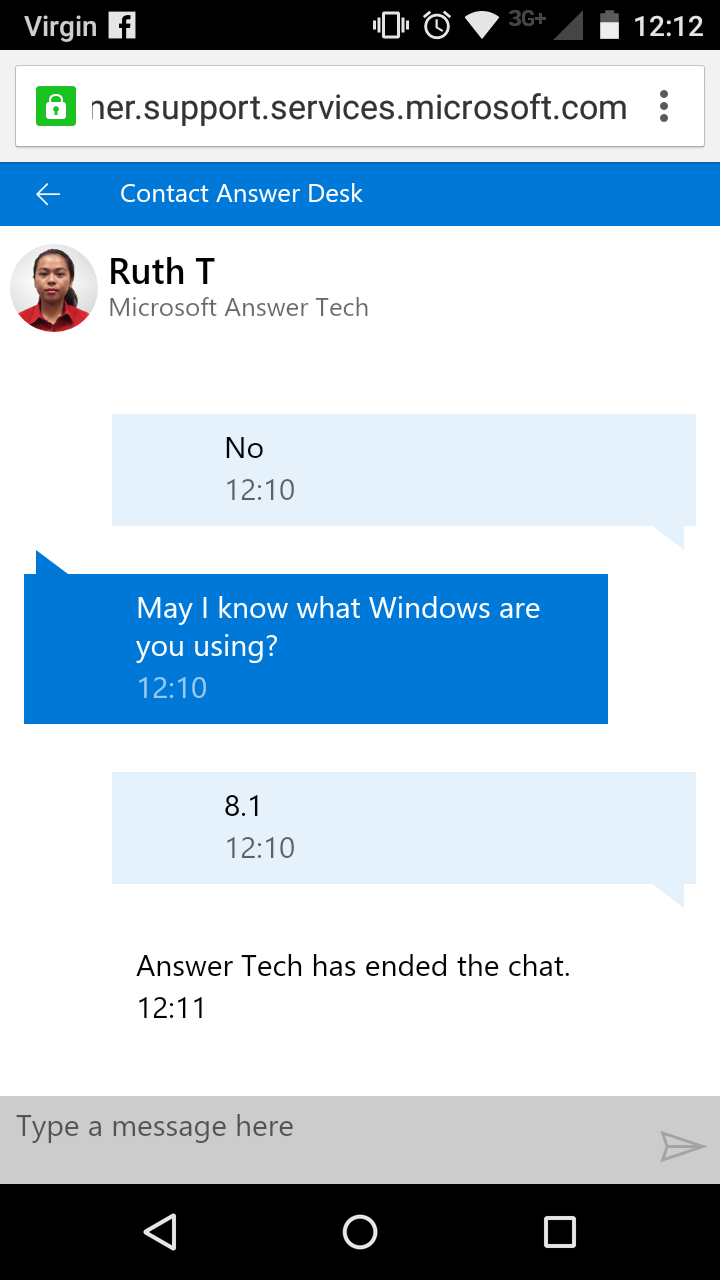 Microsoft support really don't like 8.1