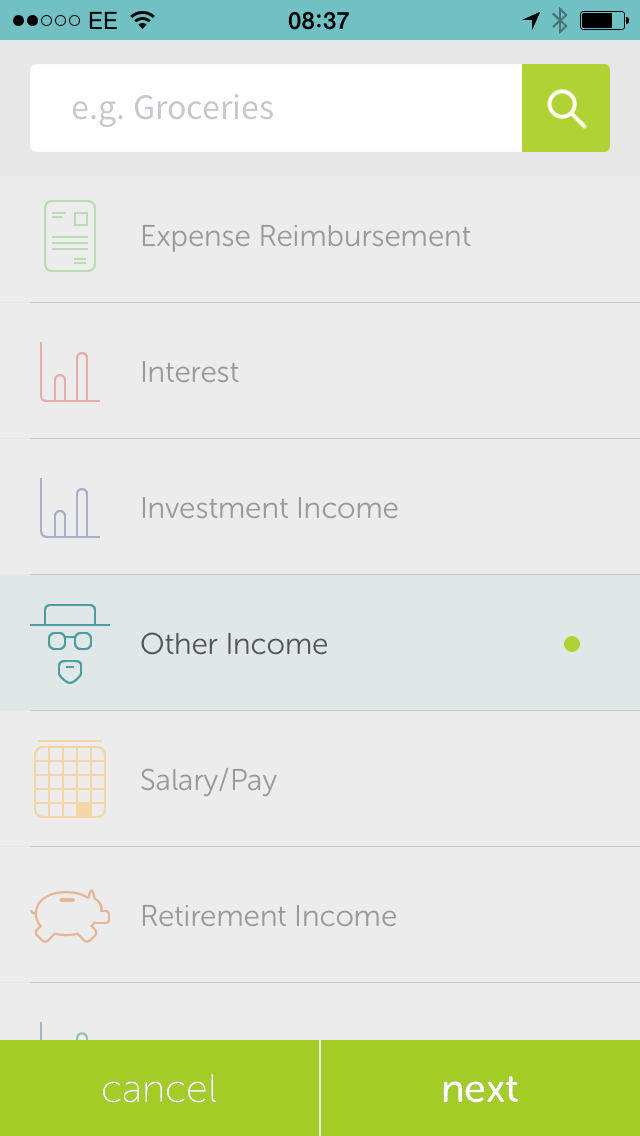 The symbol on this selection on a money management app