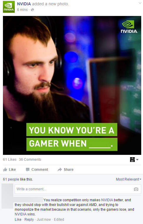 Found a brother on Nvidia's FB wall