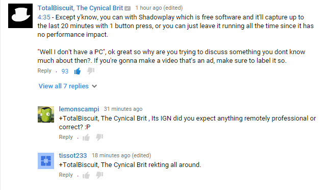 TotalBiscuit tries to talk some sense to IGN...