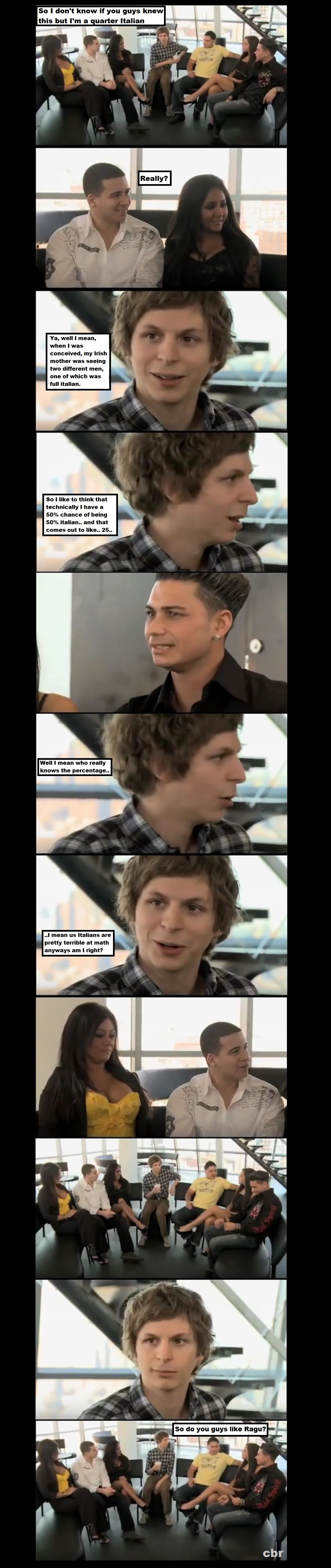 Michael Cera meets the cast of Jersey Shore.