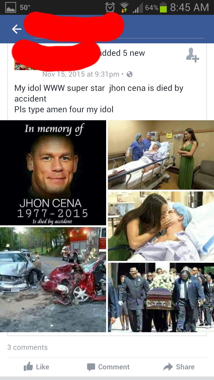"Jonh Cena is died"