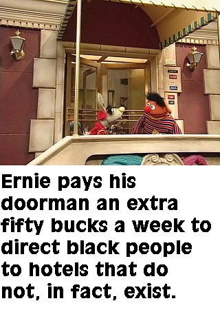 Ernie Consults With His Doorman