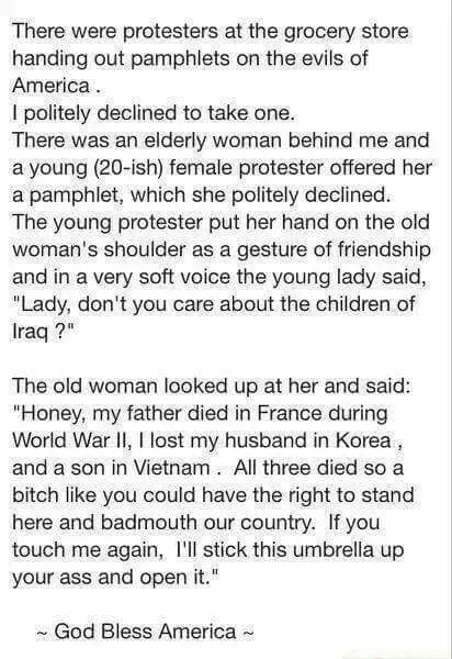Her whole family died so you could ignore kids in Iraq.