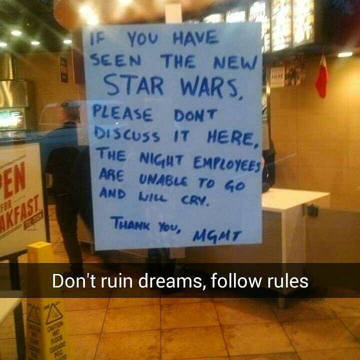 Local Taco Bell Prohibits talking about STAR WARS.