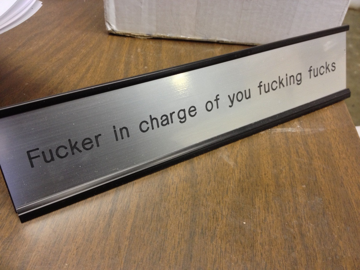 Boss's name plate