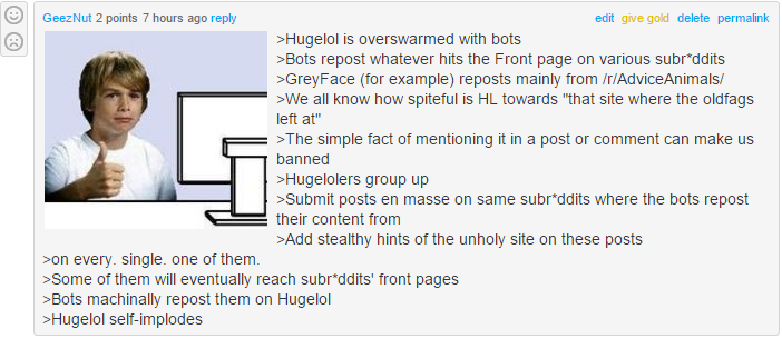 Hugeloler sets a plan to counter bots.