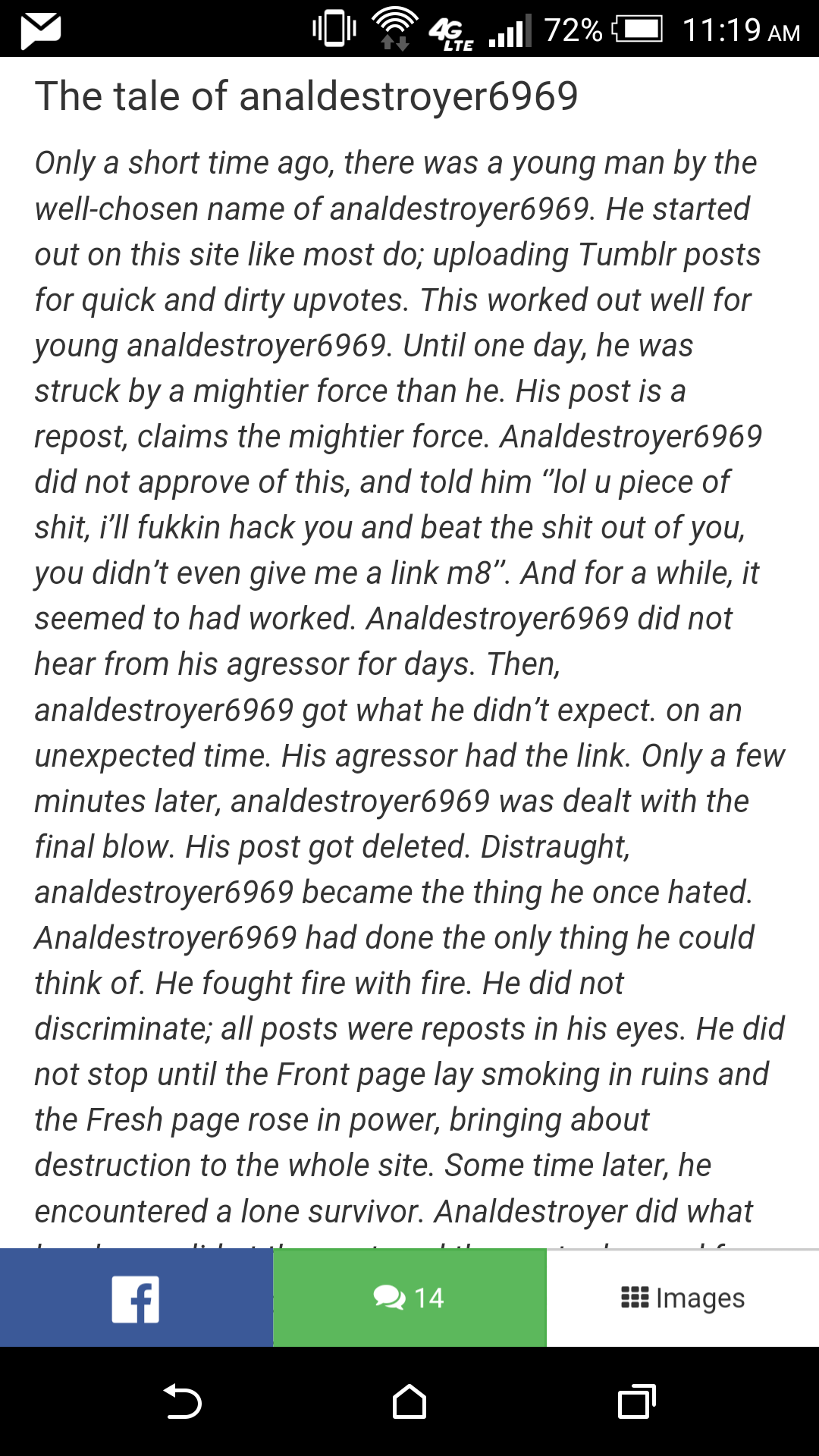 For the new fags, The tale of analdestroyer6969