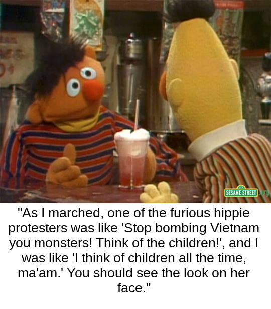 Ernie and Bert sat in a pub to discuss their experience as 