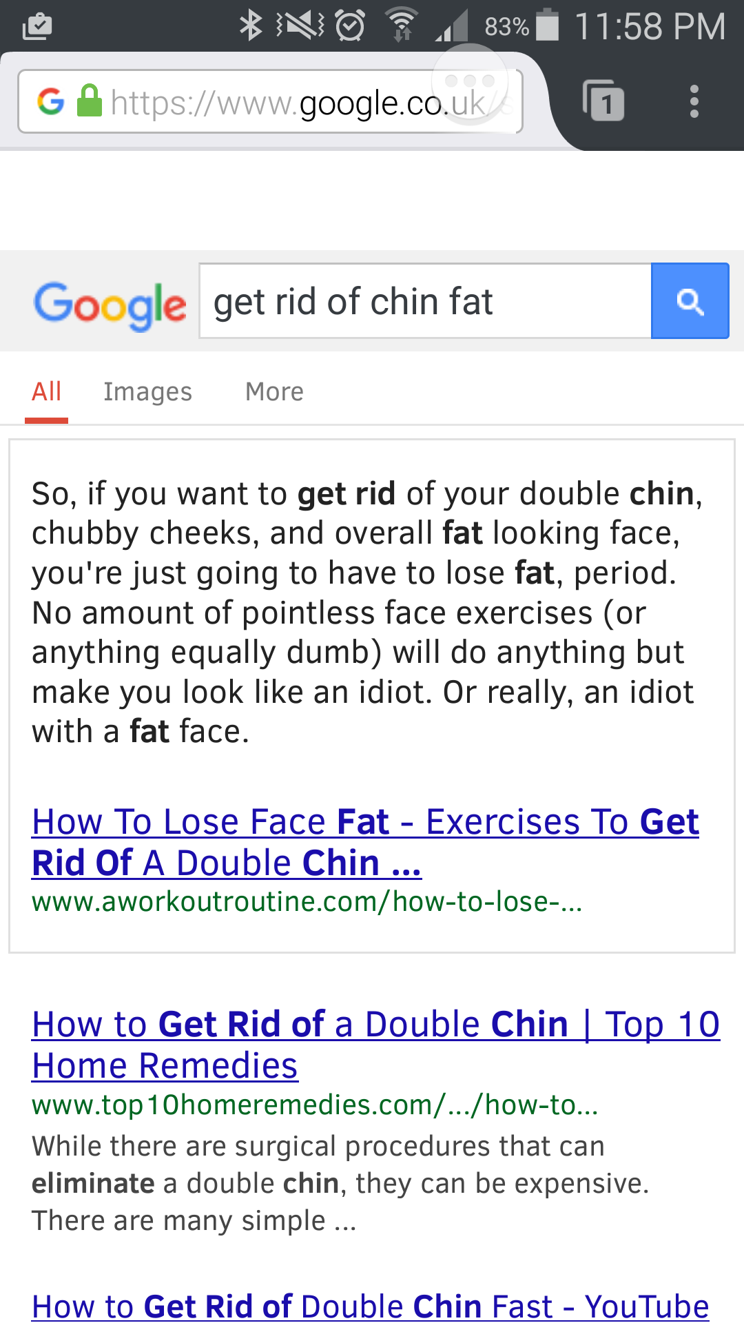 How to get rid of chin fat... Thanks Google.