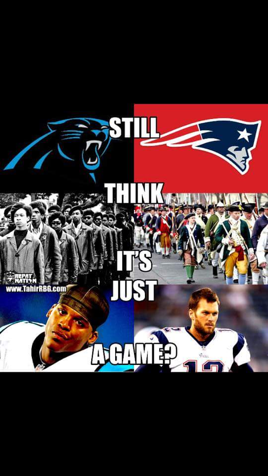 Superbowl will be Black Panthers vs White Patriots... definitely posted unironically.