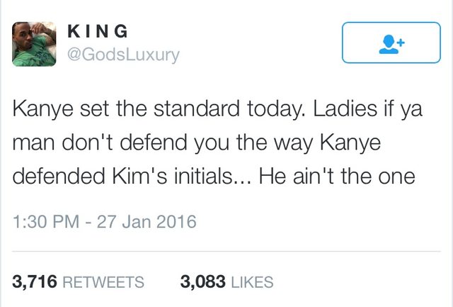tfw Kanye has been setting standards since day one